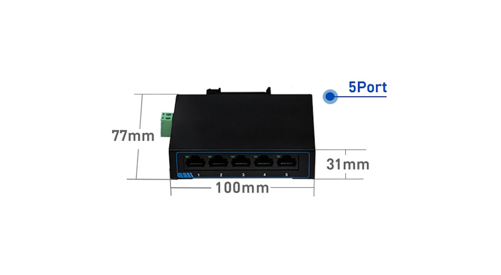 Switch Ethernet 5 Puertos a Riel DIN