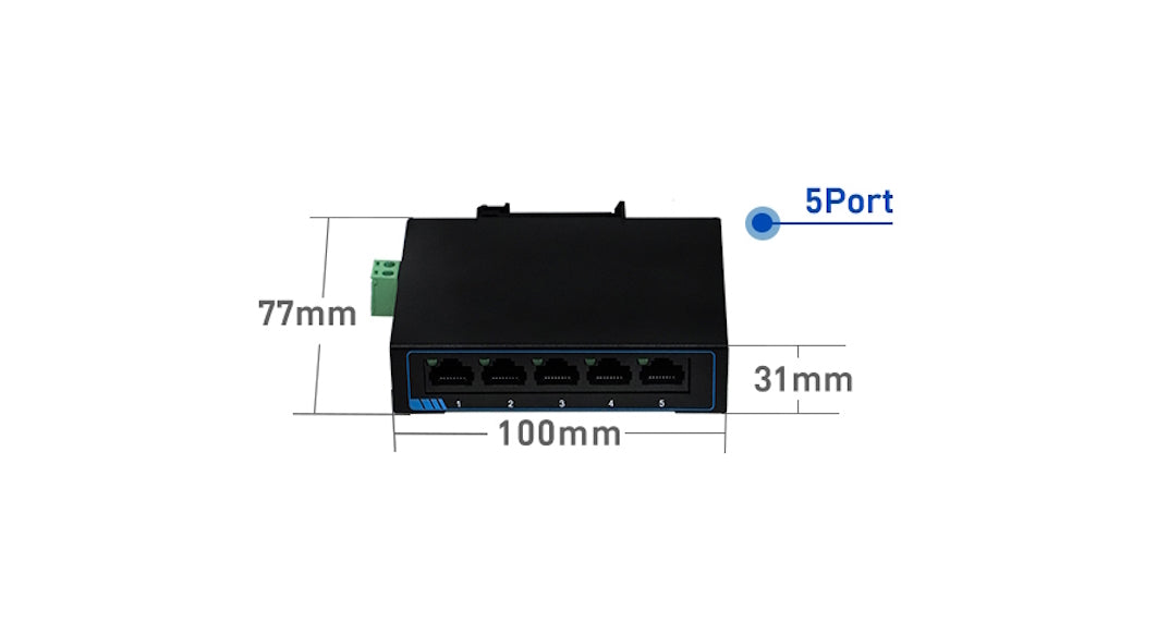 Switch Ethernet 5 Puertos a Riel DIN