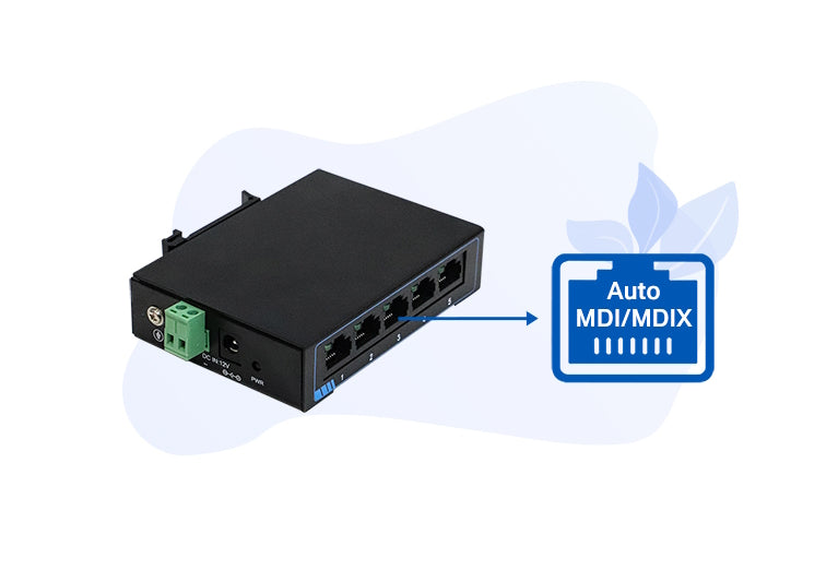 Switch Ethernet 5 Puertos a Riel DIN