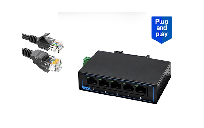 Switch Ethernet 5 Puertos a Riel DIN