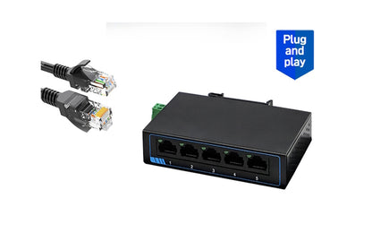 Switch Ethernet 5 Puertos a Riel DIN
