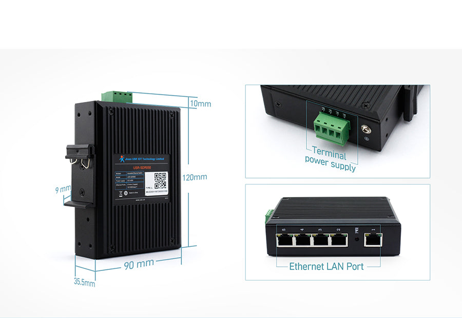 Switch Ethernet Industrial 5 Puertos USR-SDR050-L