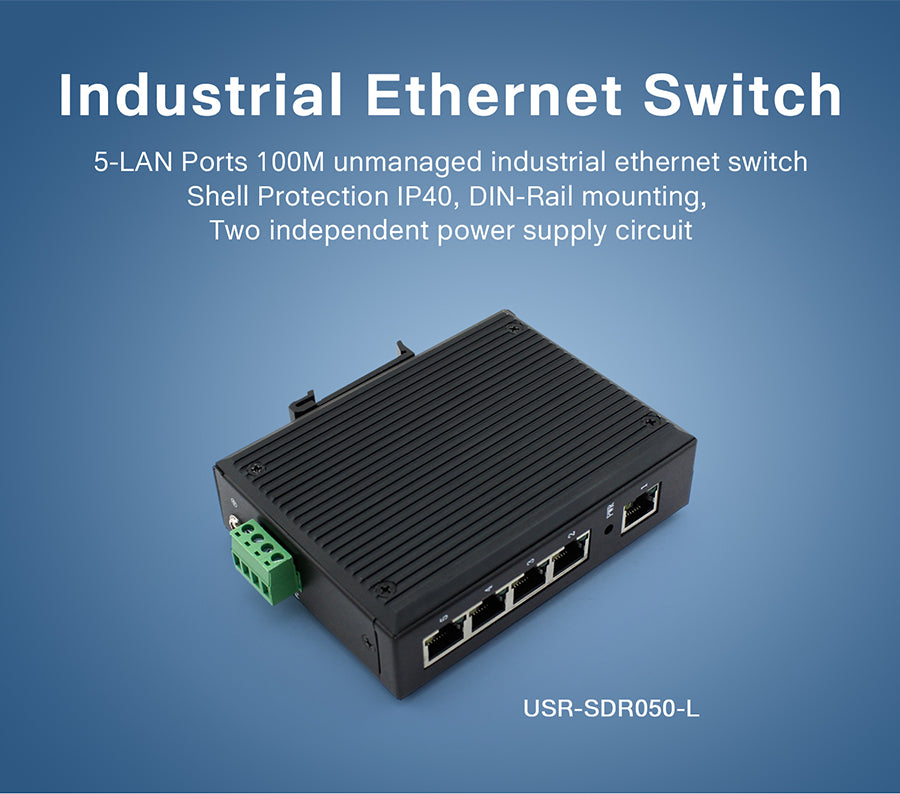 Switch Ethernet Industrial 5 Puertos USR-SDR050-L