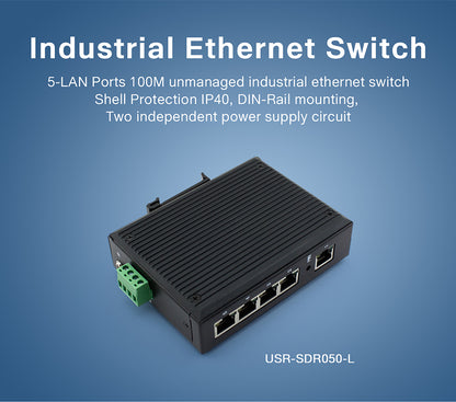 Switch Ethernet Industrial 5 Puertos USR-SDR050-L